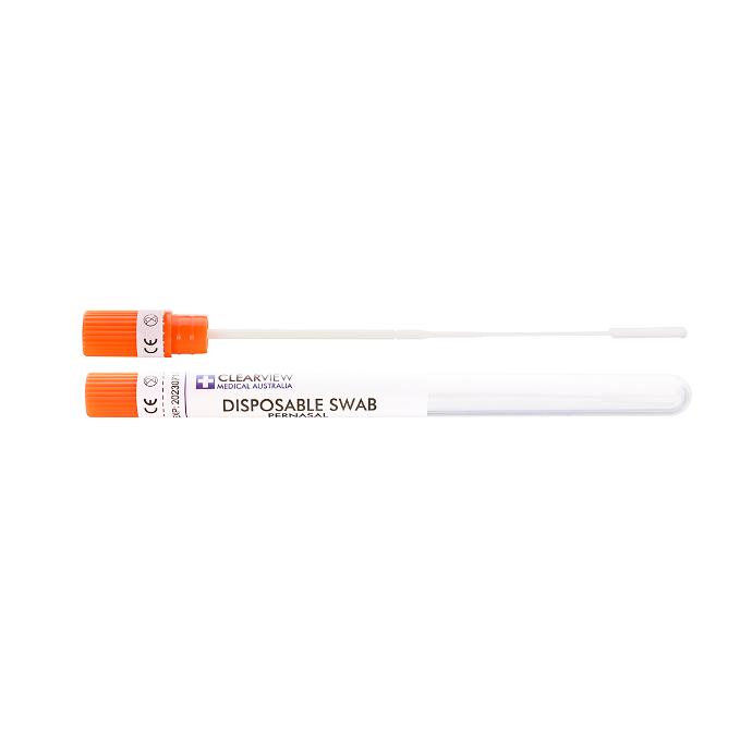 Clearview nasal swab and tube displayed horizontally