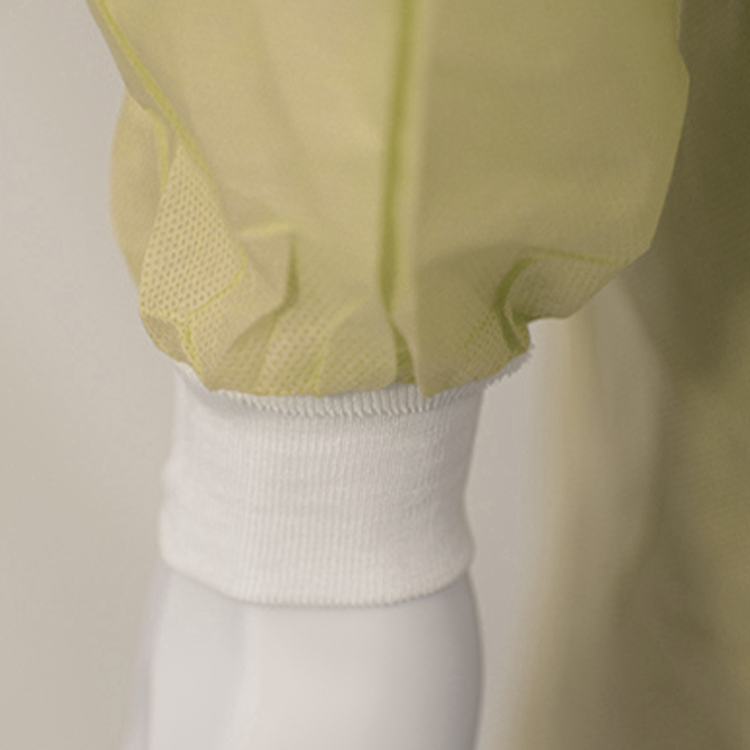 knitted-cuffs-of-mannequin-wearing-clearview-sms-isolation-gown-with-knitted-cuffs-yellow